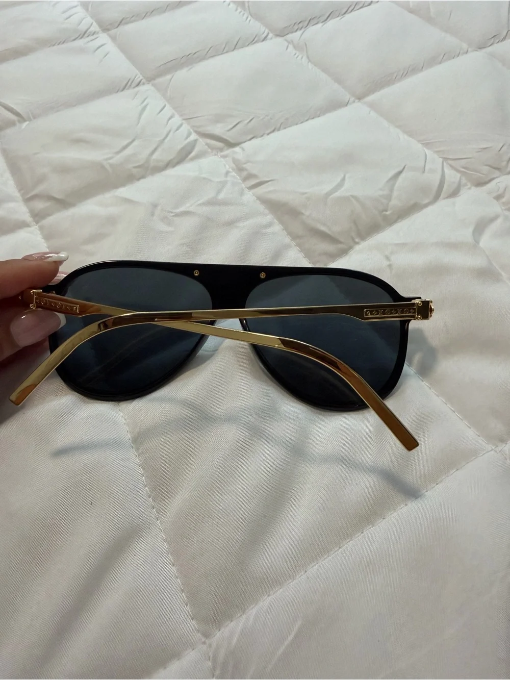 Louis Vuitton Black and Gold Aviator Sunglasses